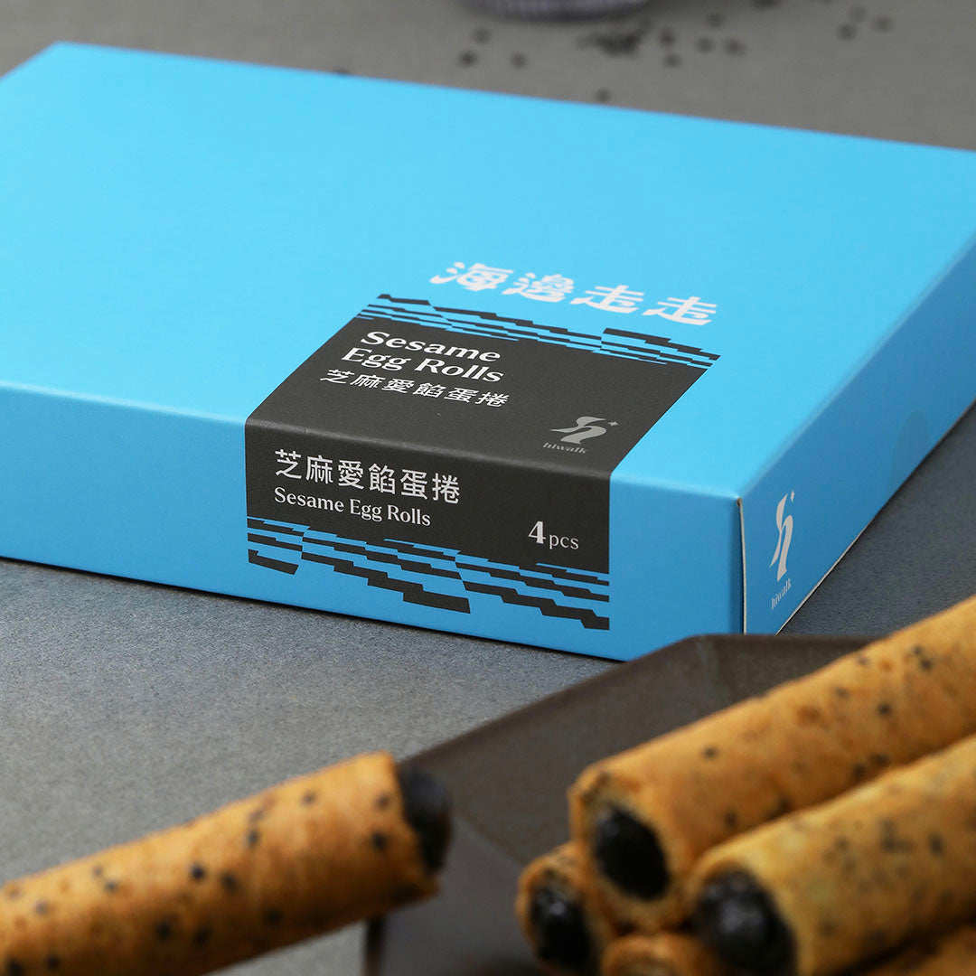Hiwalk - Black Sesame Filled Extra Thick Egg Rolls (4 packs/ 8 rolls in a box)