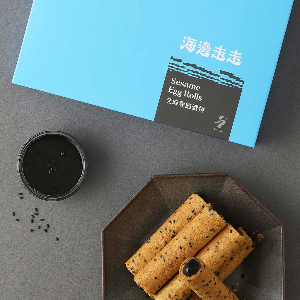 Hiwalk - Black Sesame Filled Extra Thick Egg Rolls (4 packs/ 8 rolls in a box)